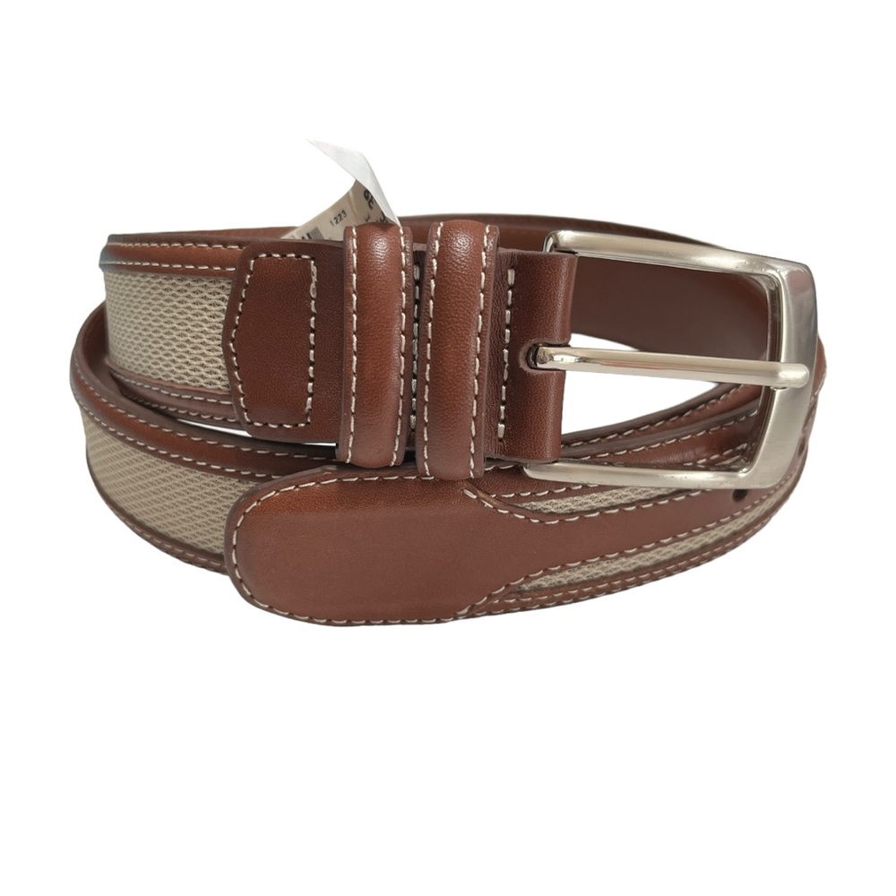 NWT Jos. A Bank Men’s Khaki & Brown Leather Belt Size 38
